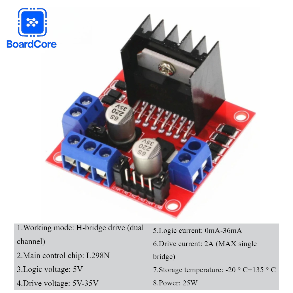 L298N Motor Driver - 1 SZT. Moduł Sterownika Silników L298N