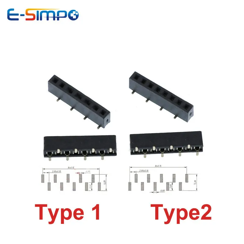 Male Female Header Pin - 10 sztuk 2.0mm skok SMD 1*3P4P5P6P8P10P12P20P