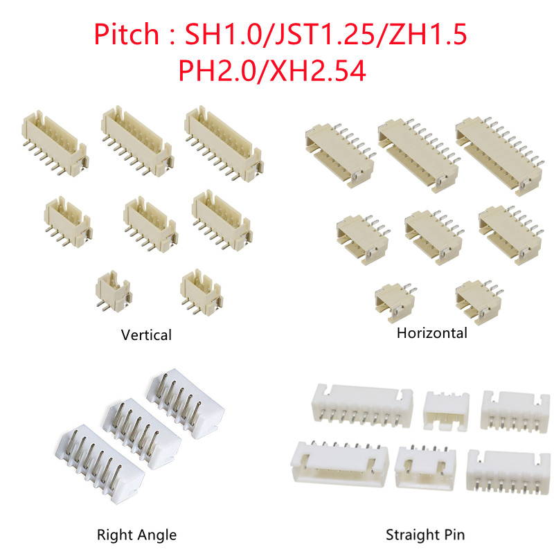 Male Female Header Pin - 10 SZTUK SH/JST/ZH/PH/XH Skok 1,0 MM