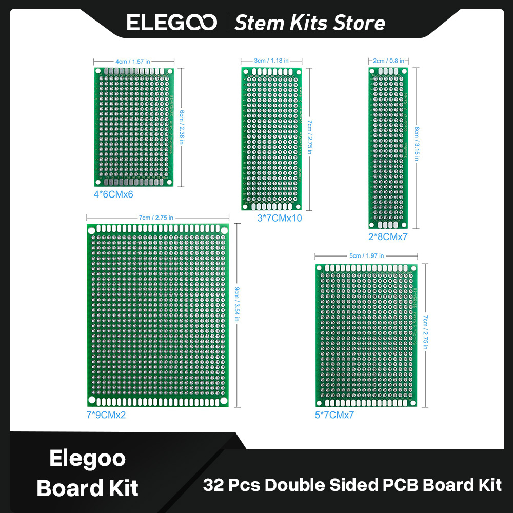 Pcb Etching Kit - ELEGOO 32 szt. Dwustronne płytki prototypowe