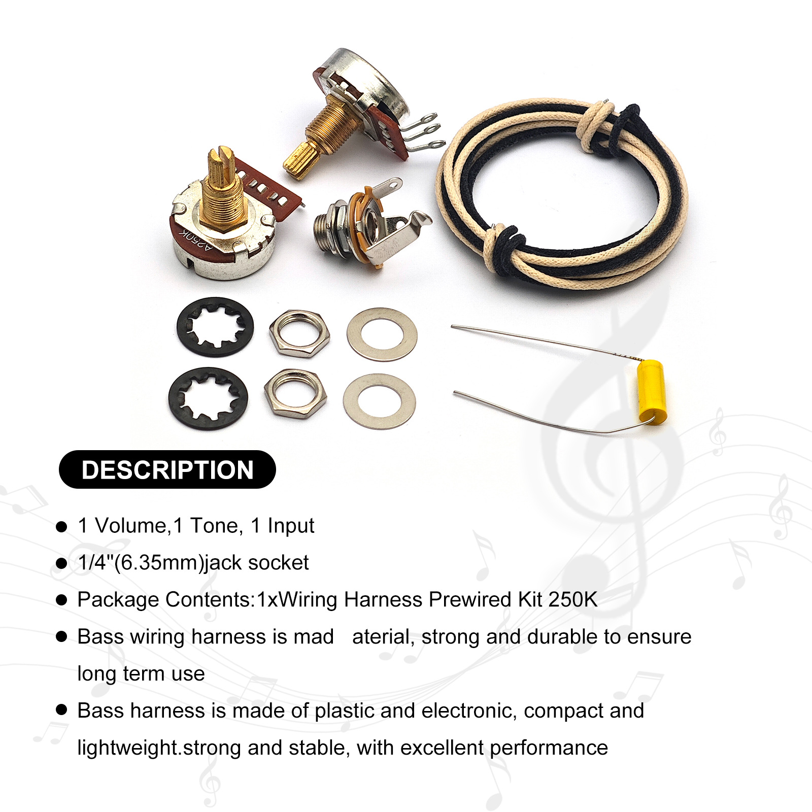 Zestaw przewodów do gitary bas – Diy Guitar Electronics Kit recenzja i cena